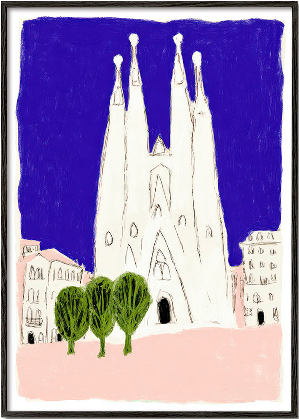 Arte da cucina Sagrada Familia notturna illustrata