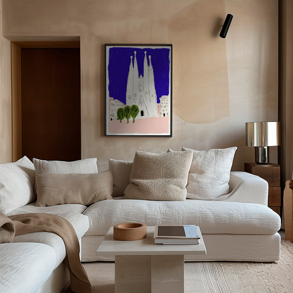 Arte da cucina Sagrada Familia notturna illustrata