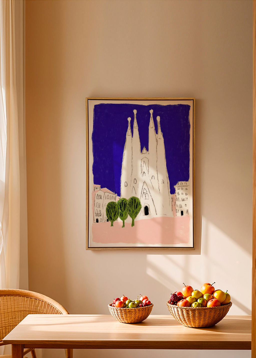 Arte da cucina Sagrada Familia notturna illustrata