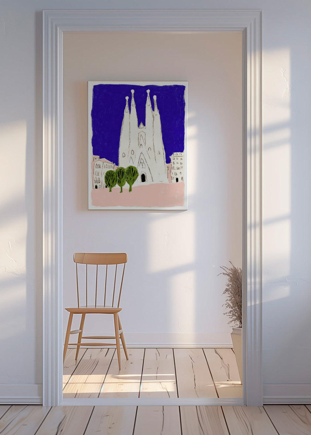 Arte da cucina Sagrada Familia notturna illustrata