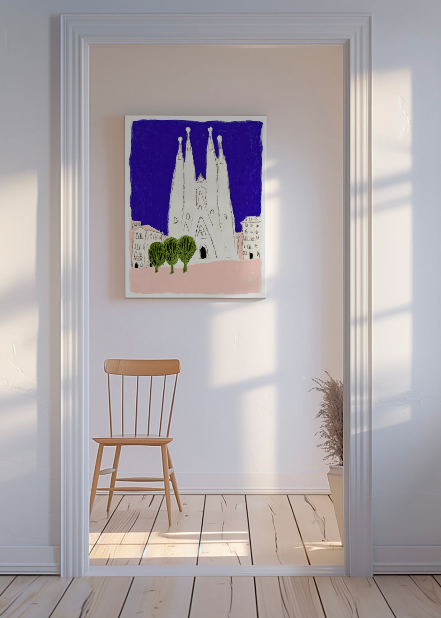 Arte da cucina Sagrada Familia notturna illustrata