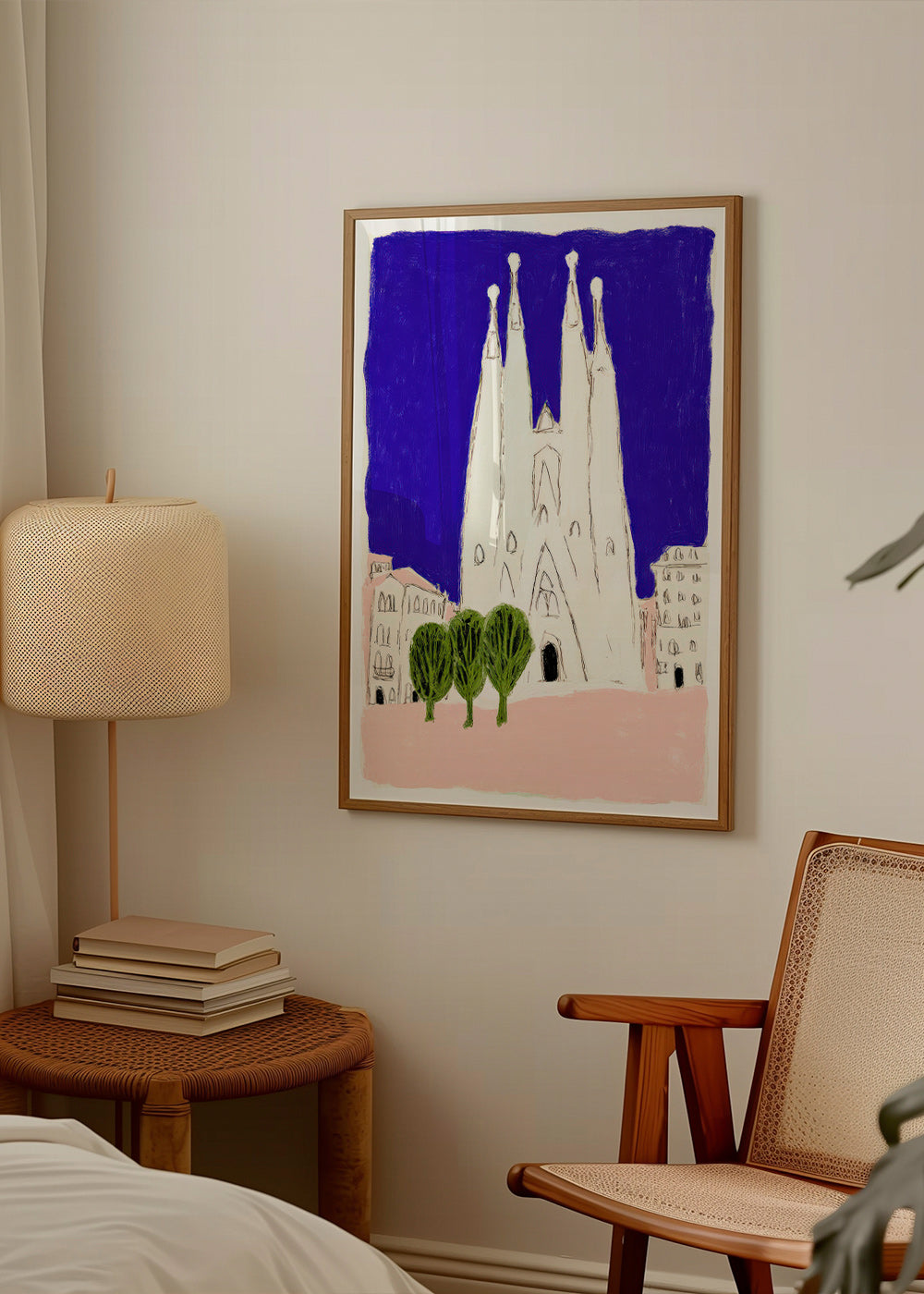 Arte da cucina Sagrada Familia notturna illustrata