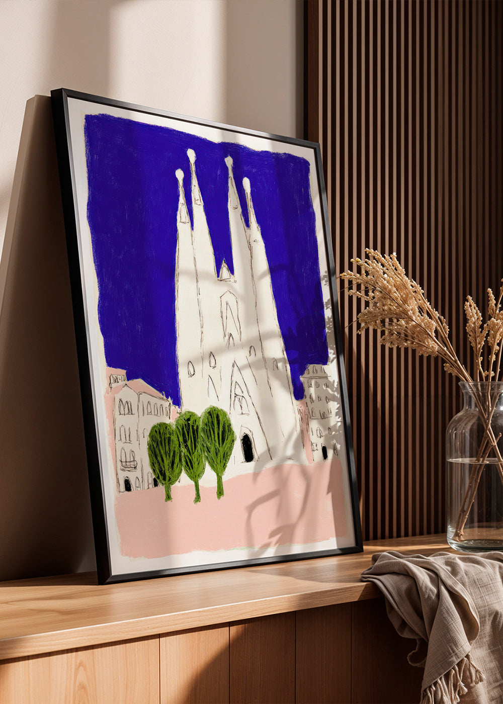 Arte da cucina Sagrada Familia notturna illustrata