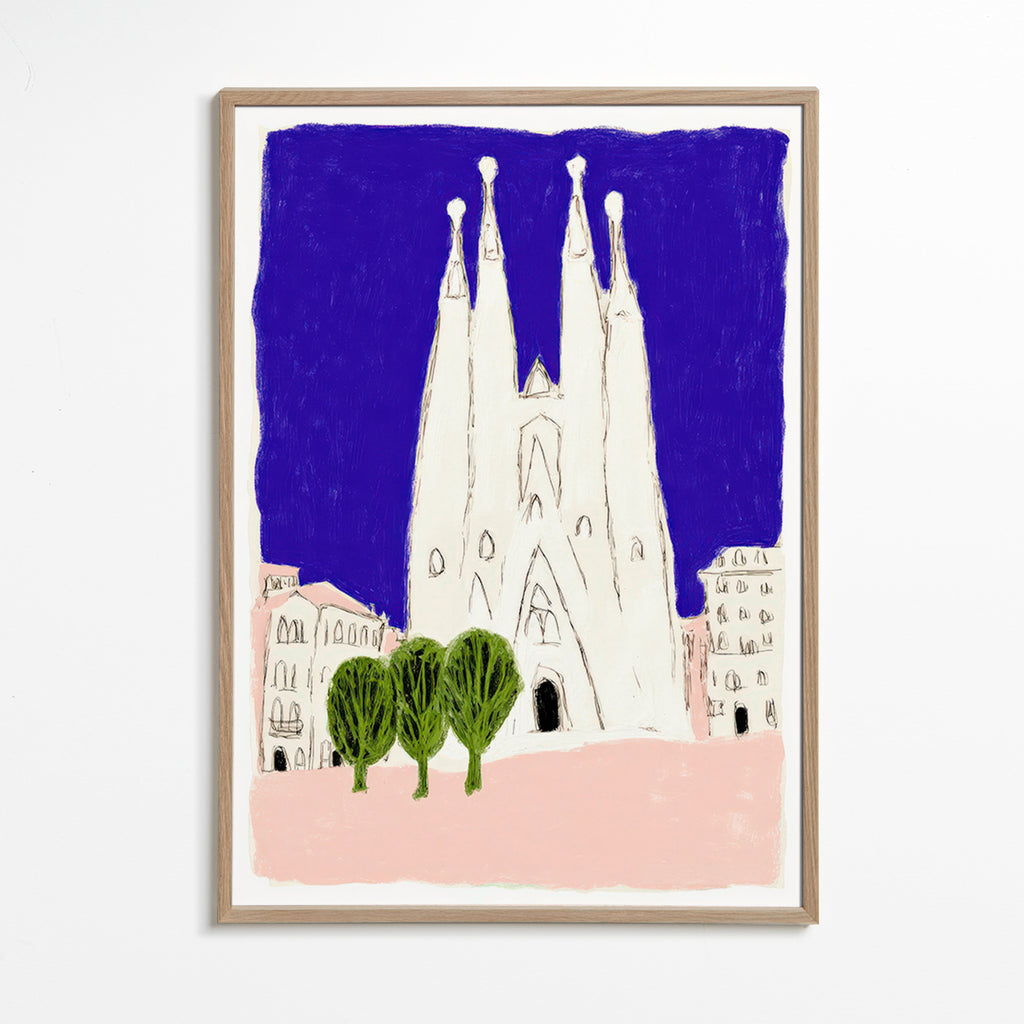 Arte da cucina Sagrada Familia notturna illustrata
