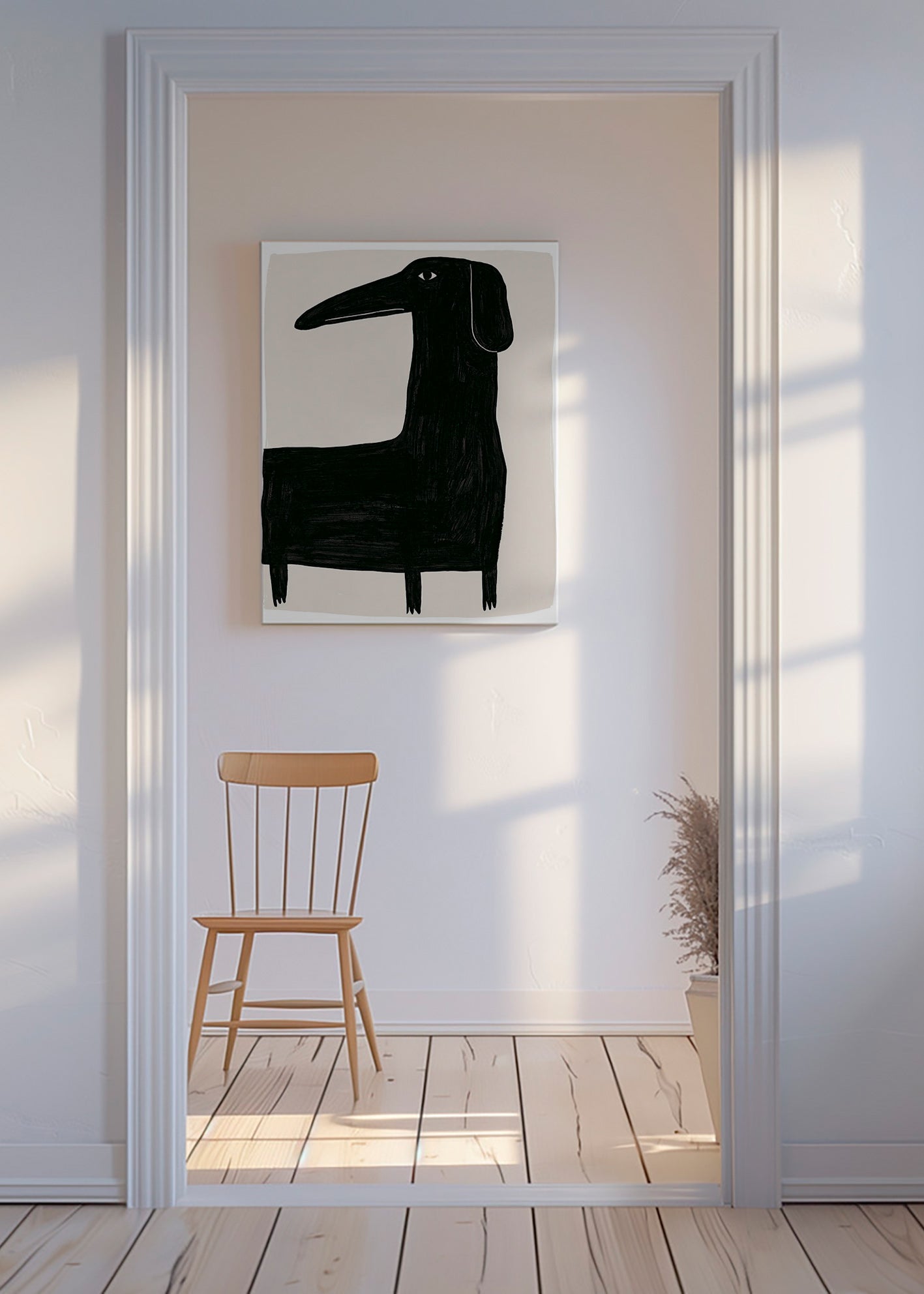 Quadro cane nero stilizzato