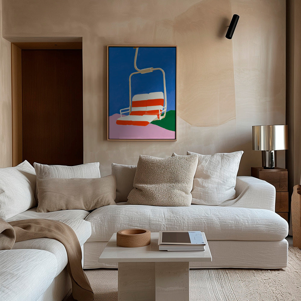 Illustrazione di seggiovia con sedile a righe