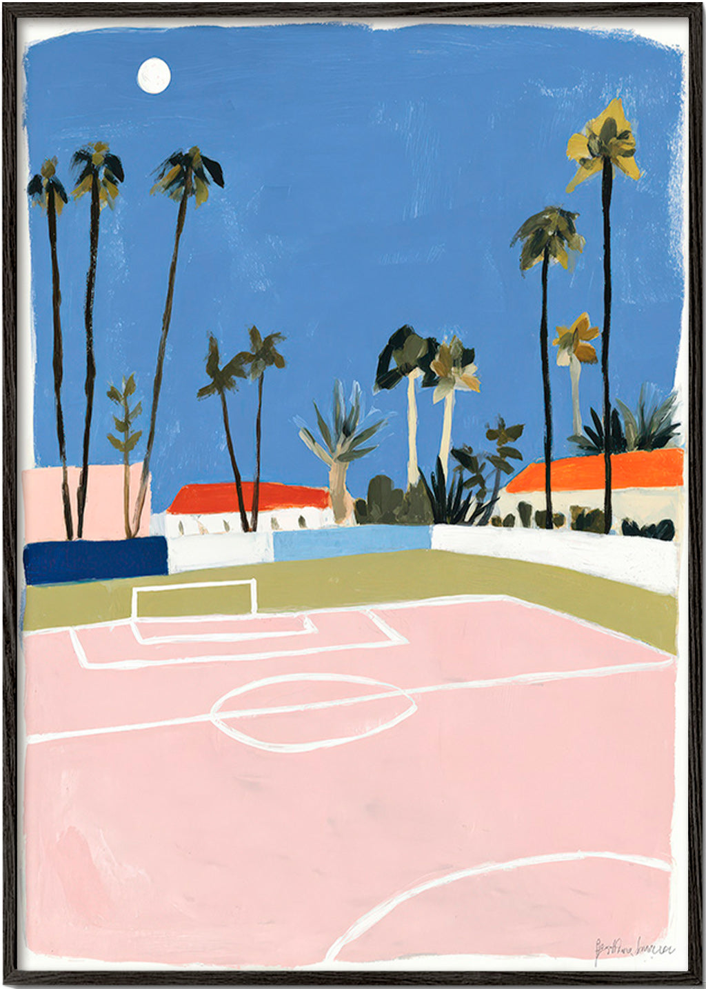 Arte sportivo con campo e palme