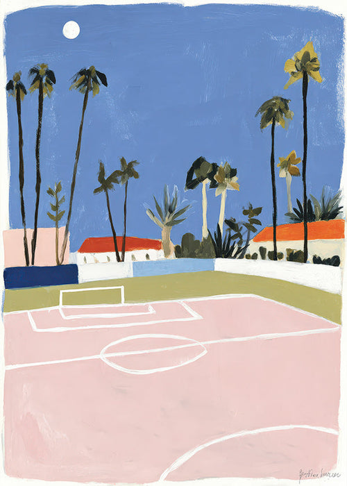 Arte sportivo con campo e palme