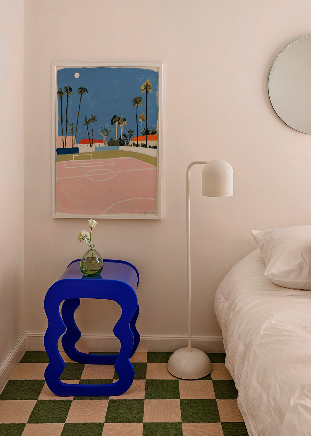 Arte sportivo con campo e palme