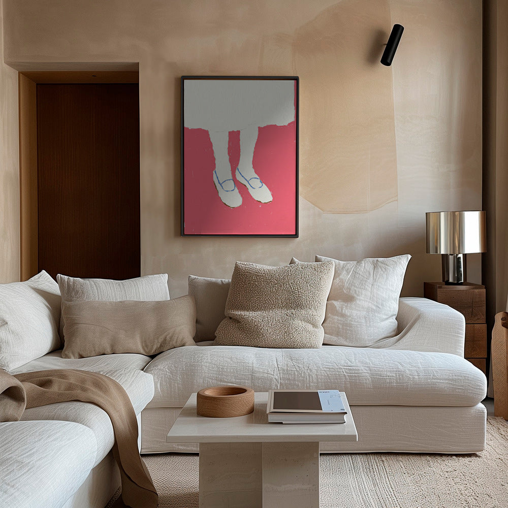 Illustrazione di gambe con scarpe rosa