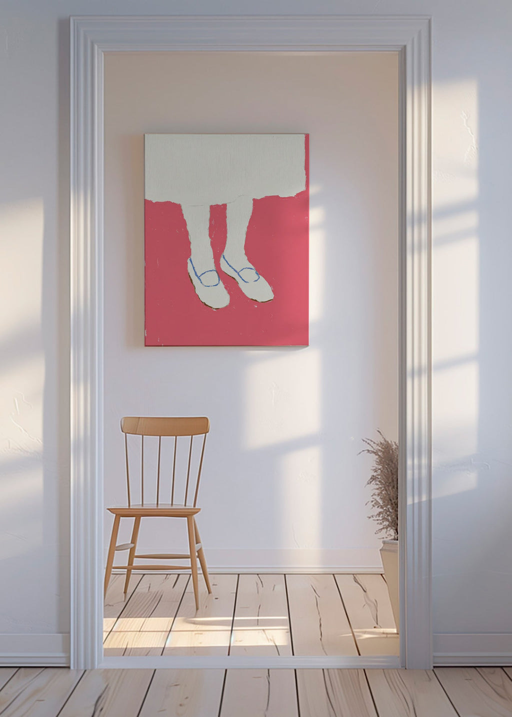 Illustrazione di gambe con scarpe rosa