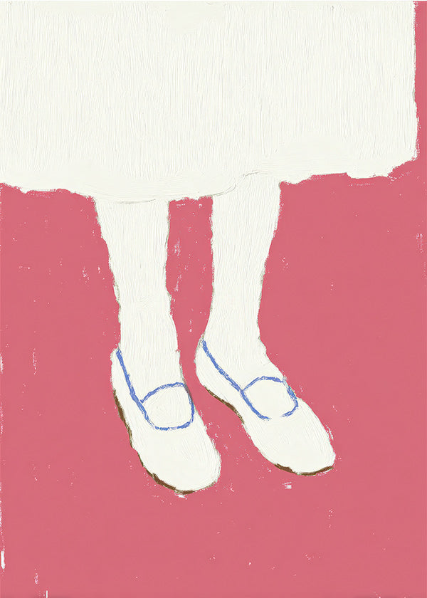 Illustrazione di gambe con scarpe rosa