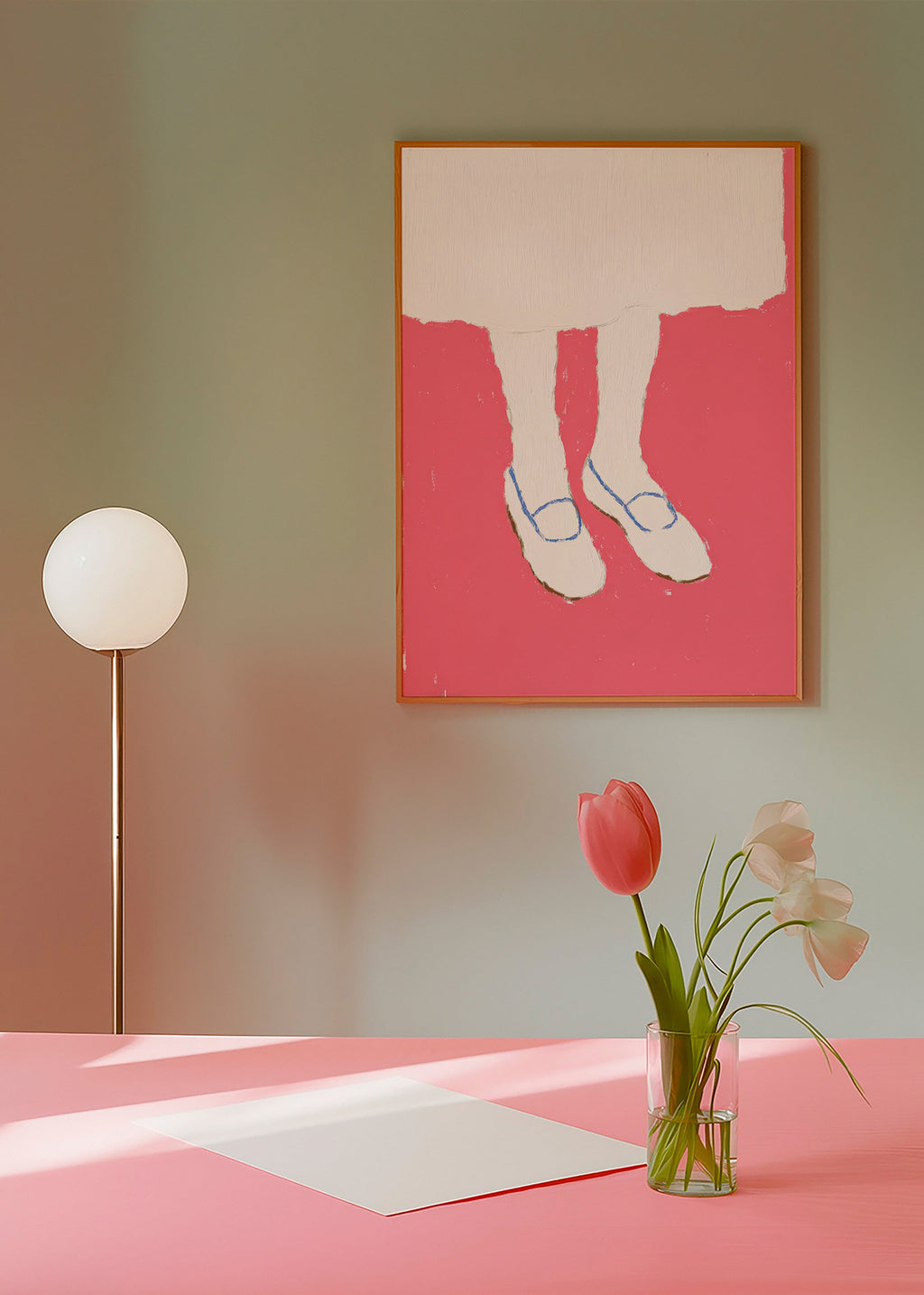 Illustrazione di gambe con scarpe rosa
