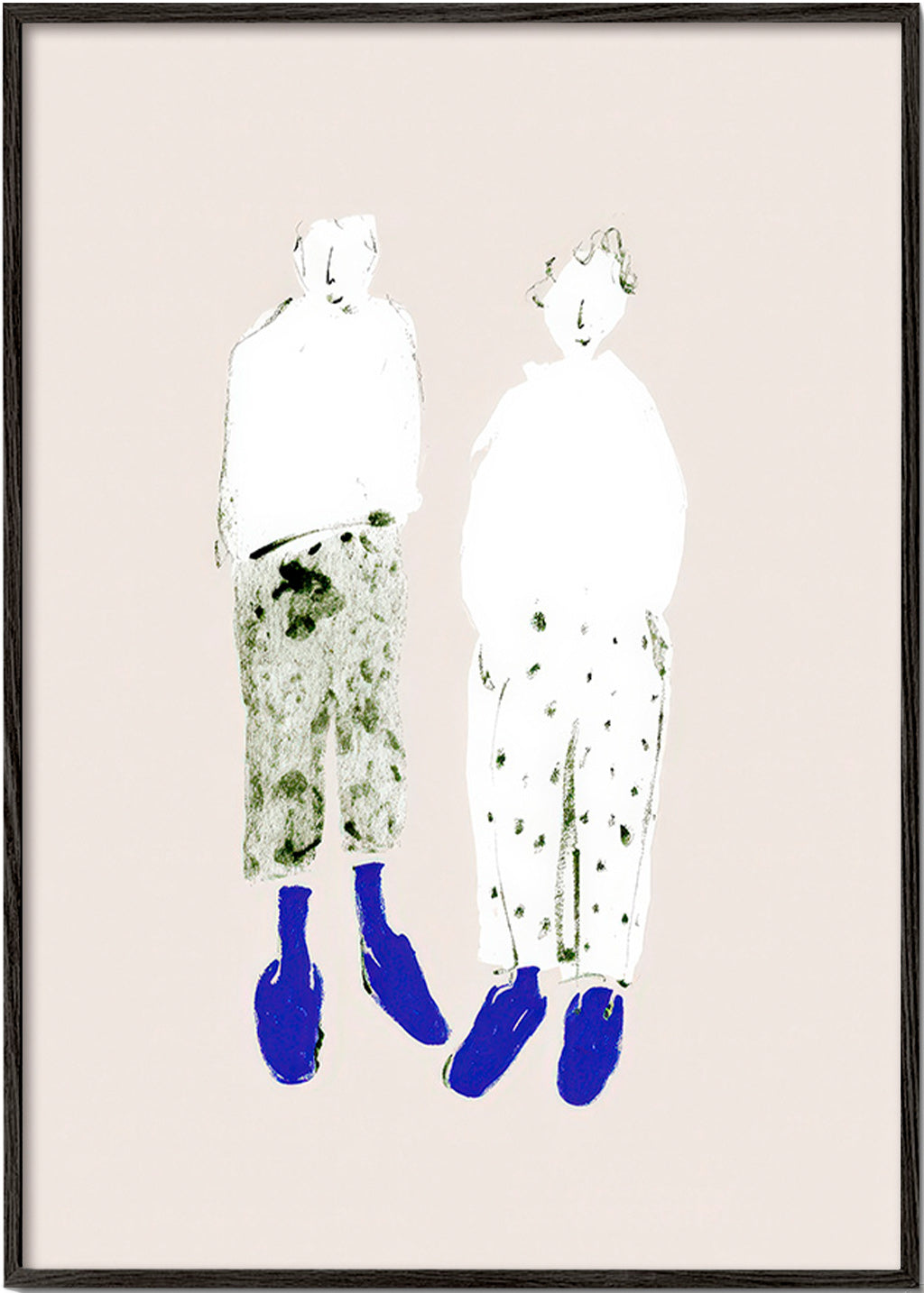 Illustrazione minimal di coppia con stivali blu