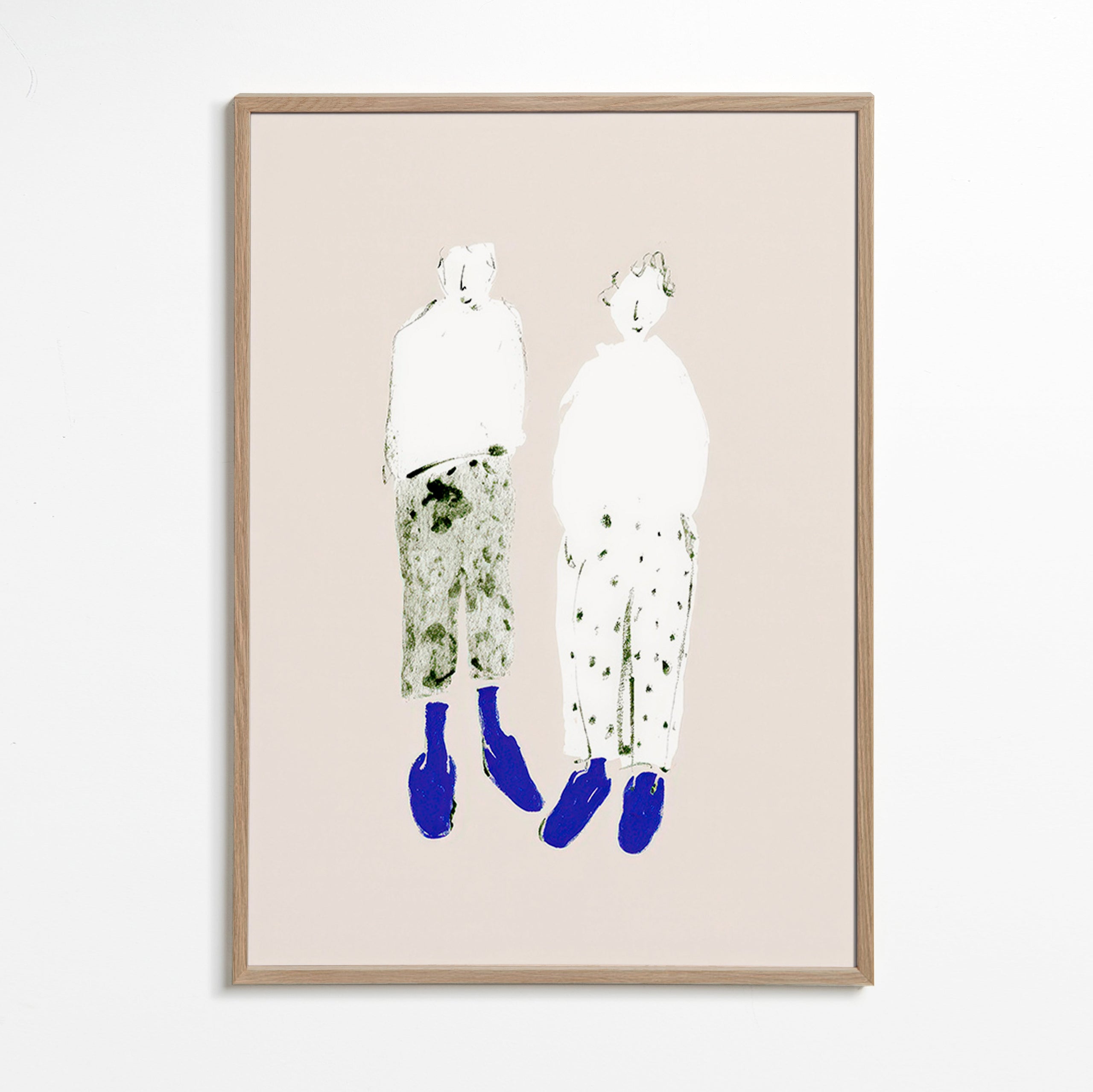 Illustrazione minimal di coppia con stivali blu