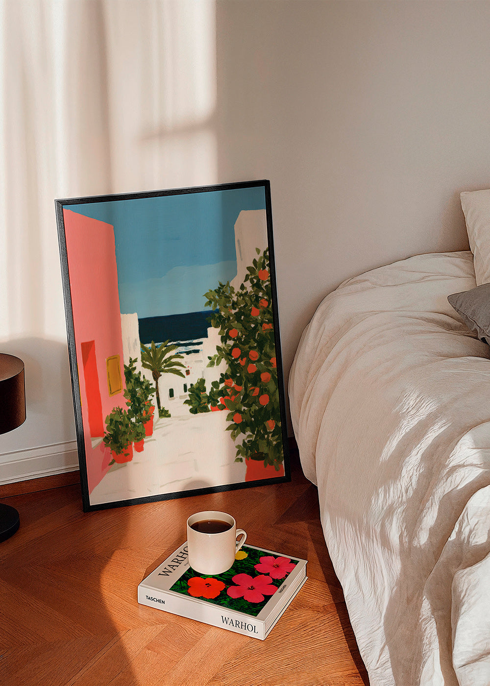 Quadro paesaggio: vicolo costiero con aranci