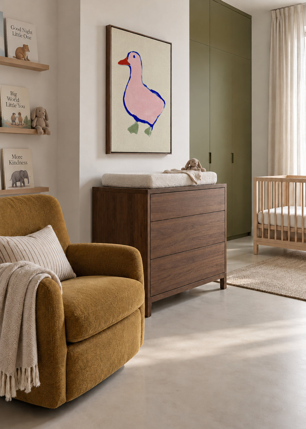 Soft Duckling - Framed canvas in an interior