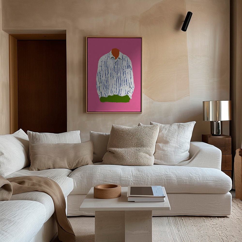 Illustrazione camicia a righe su sfondo rosa