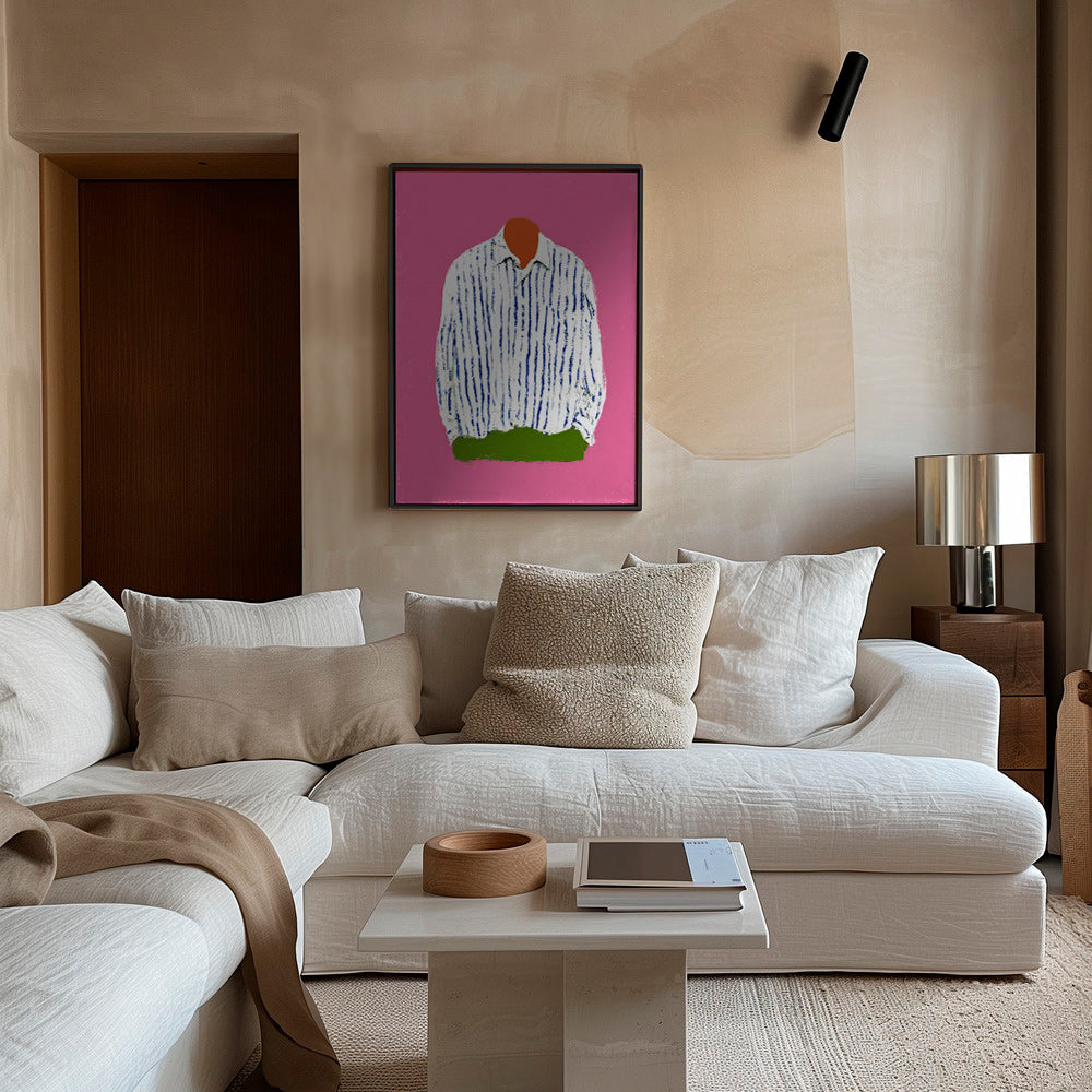 Illustrazione camicia a righe su sfondo rosa