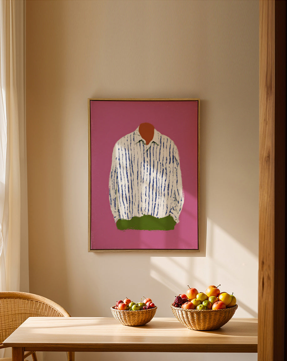Striped Shirt - Framed canvas in an interior