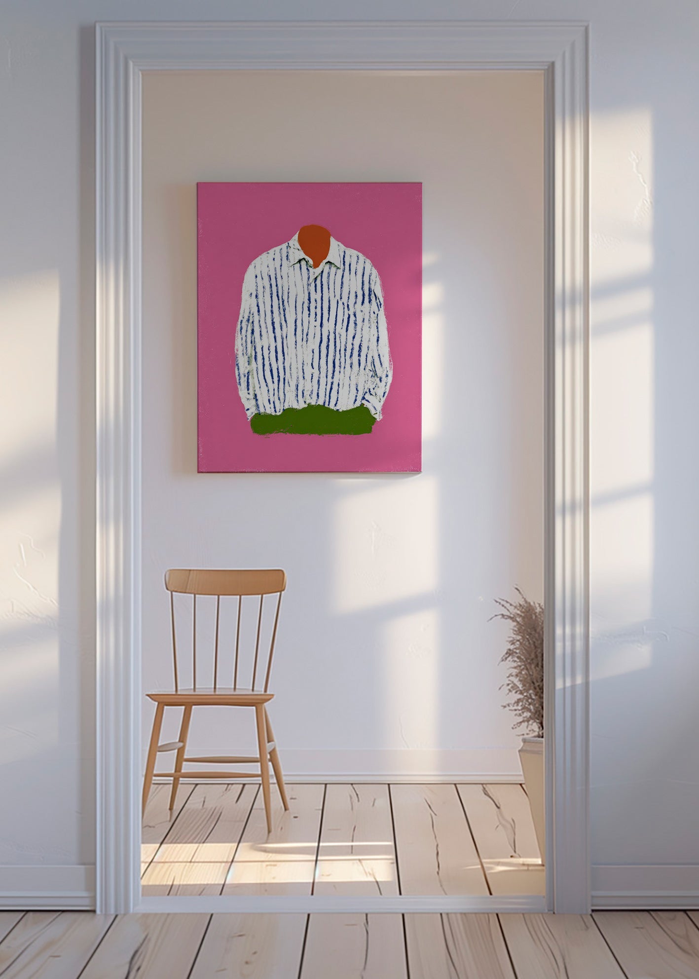 Illustrazione camicia a righe su sfondo rosa