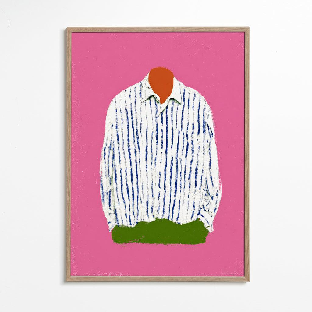 Illustrazione camicia a righe su sfondo rosa
