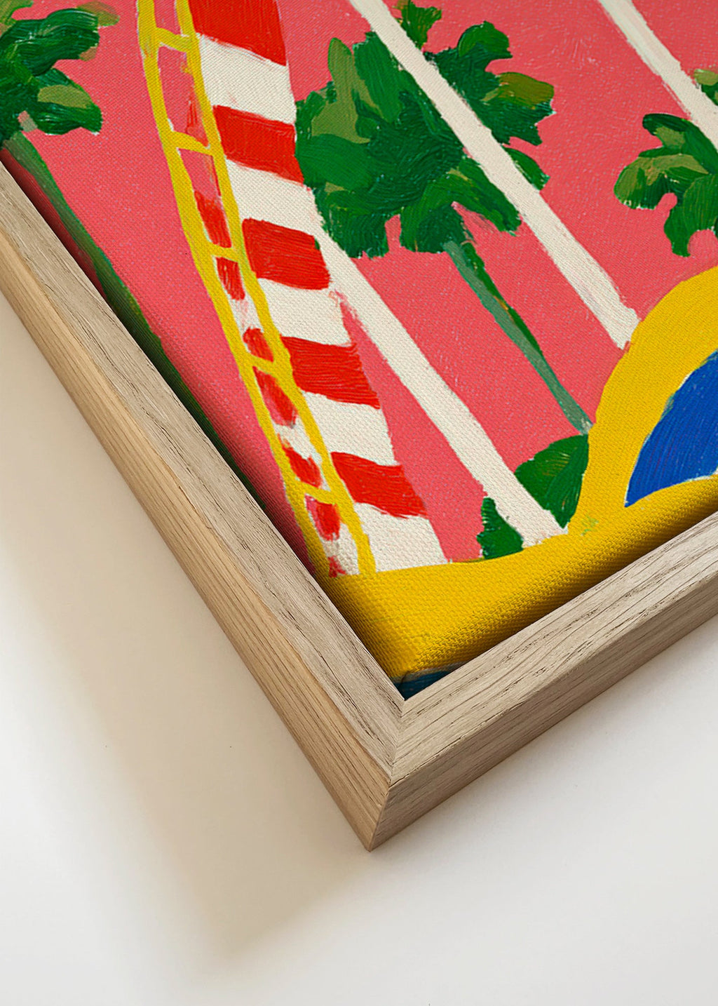 Stampa botanica con palme e arco colorato