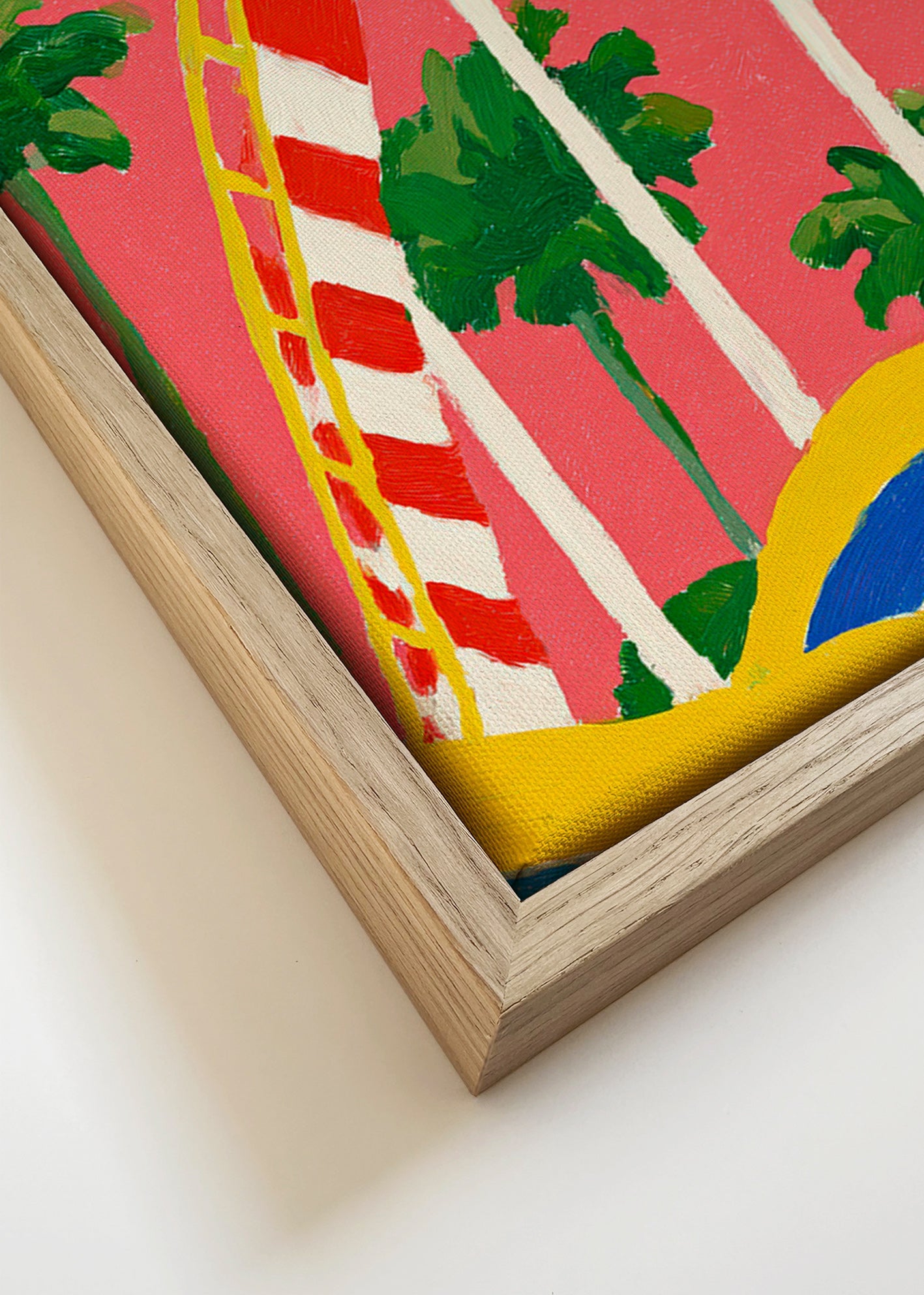 Stampa botanica con palme e arco colorato