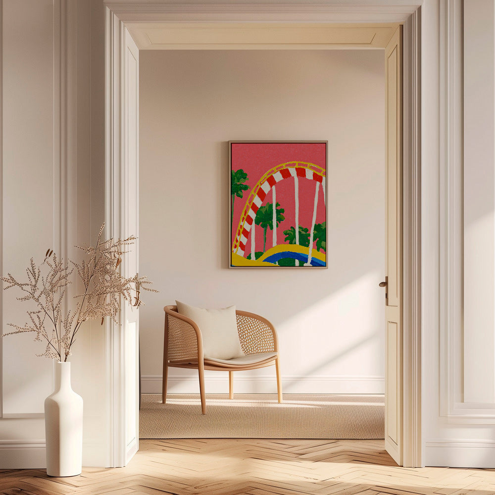 Stampa botanica con palme e arco colorato
