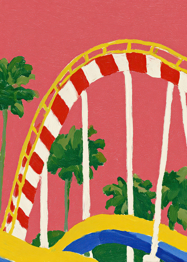 Stampa botanica con palme e arco colorato
