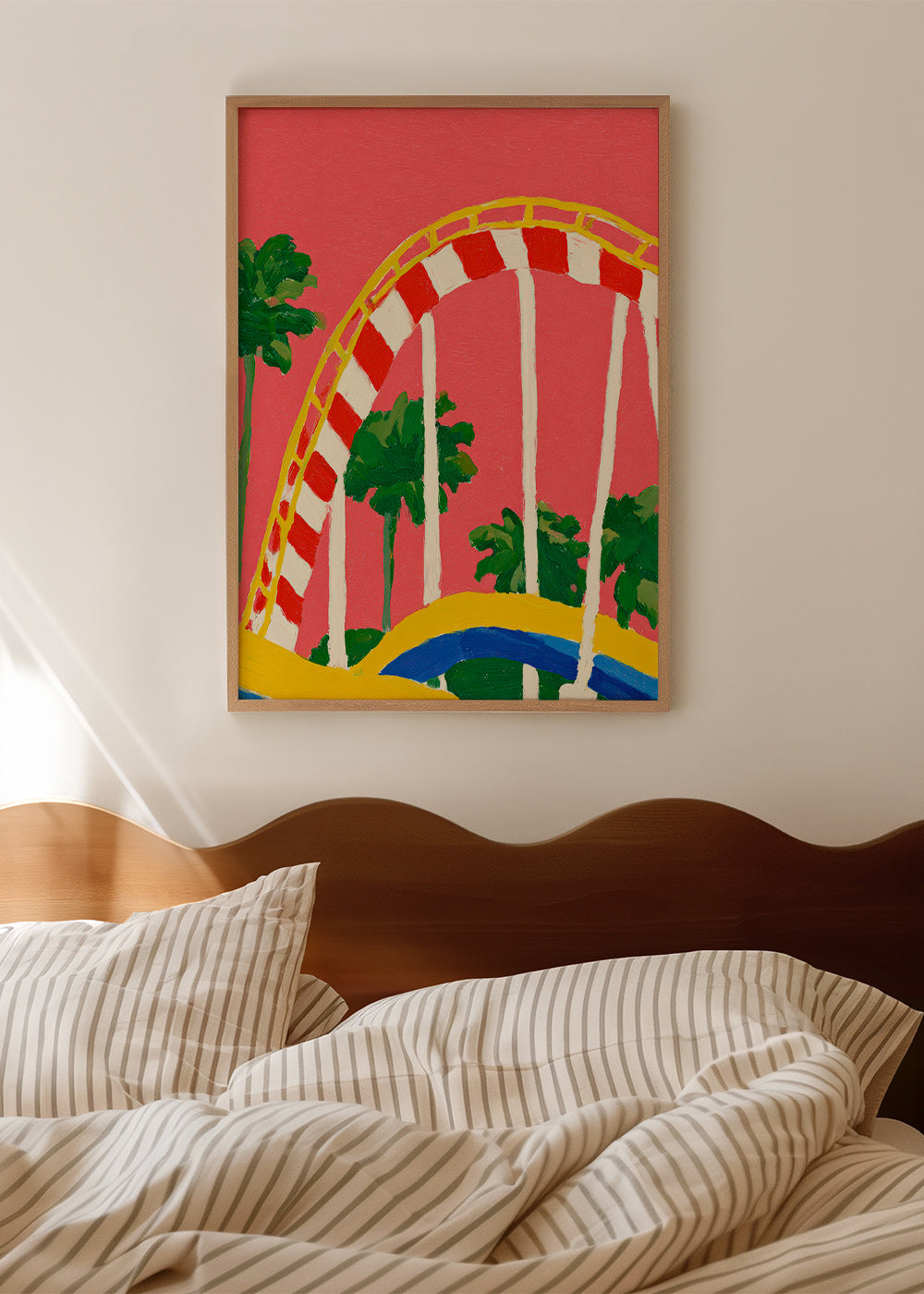 Stampa botanica con palme e arco colorato