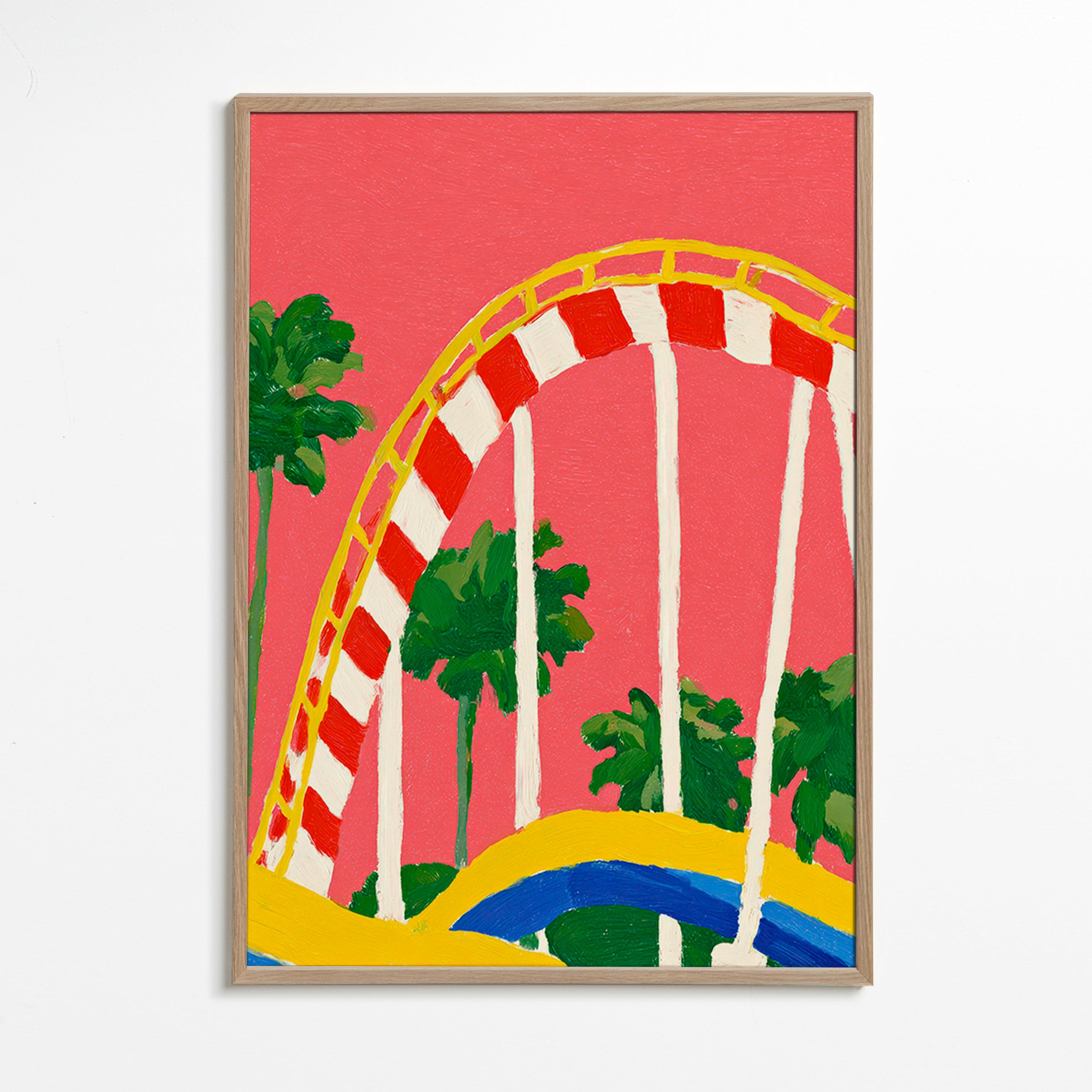 Stampa botanica con palme e arco colorato