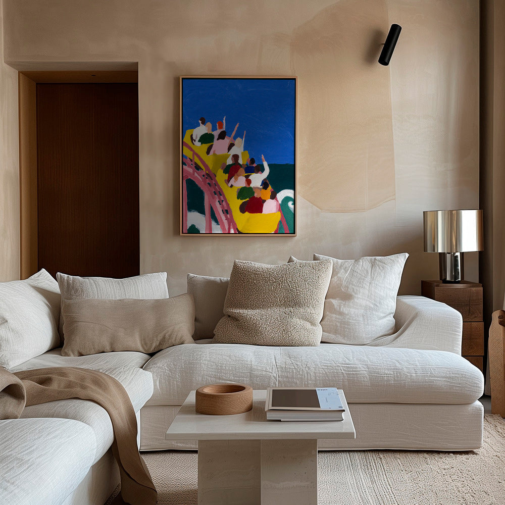 Illustrazione montagna russa sul mare