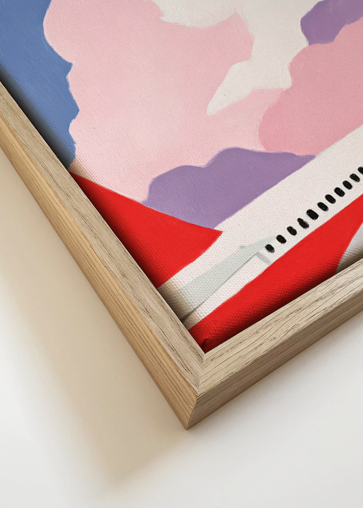 Illustrazione aereo tra nuvole rosa