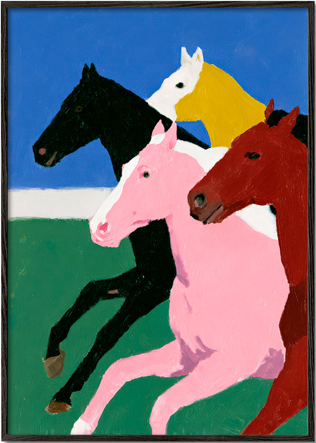 Quadro quattro cavalli in corsa a colori piatti