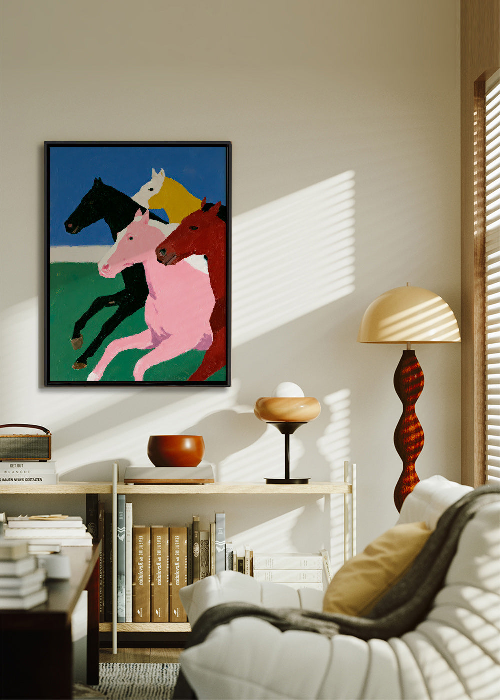 Quadro quattro cavalli in corsa a colori piatti
