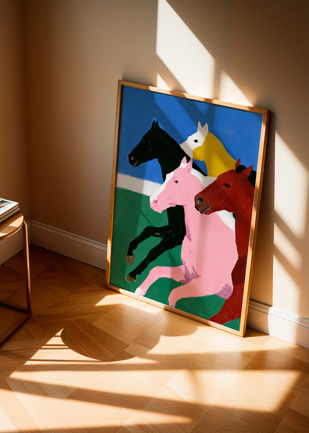 Quadro quattro cavalli in corsa a colori piatti