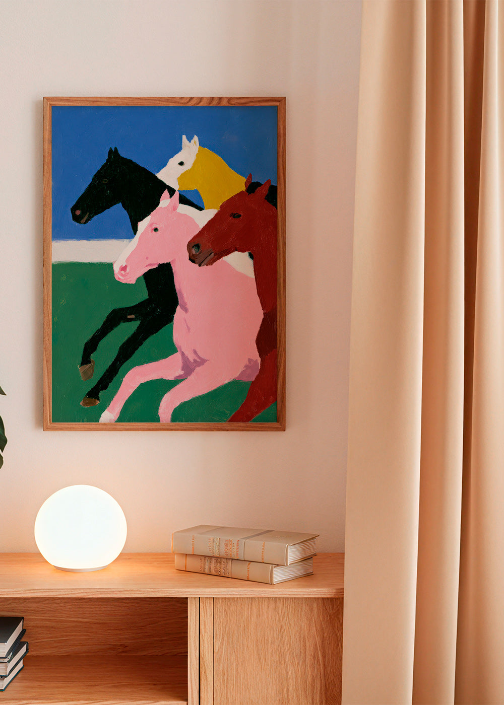 Quadro quattro cavalli in corsa a colori piatti