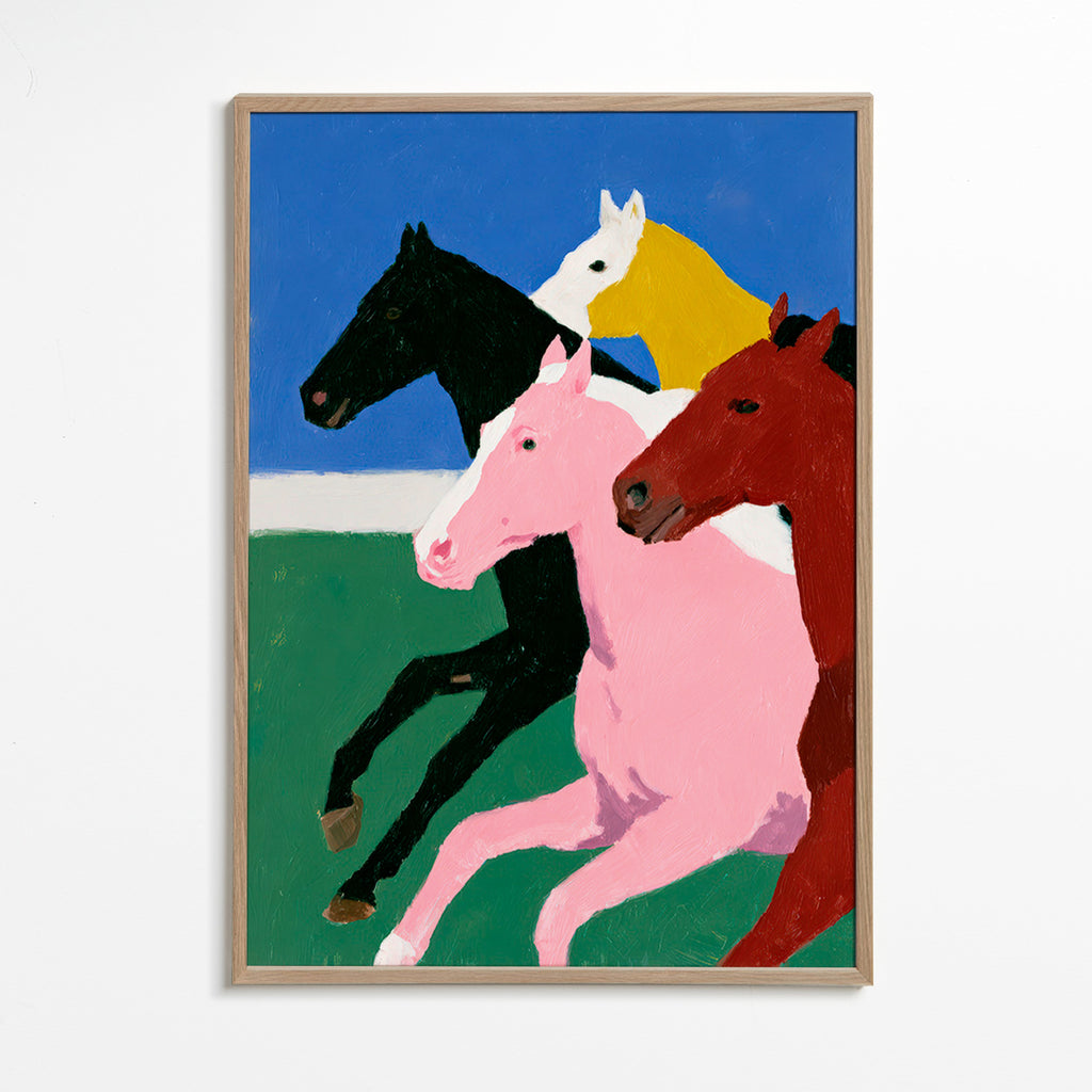 Quadro quattro cavalli in corsa a colori piatti