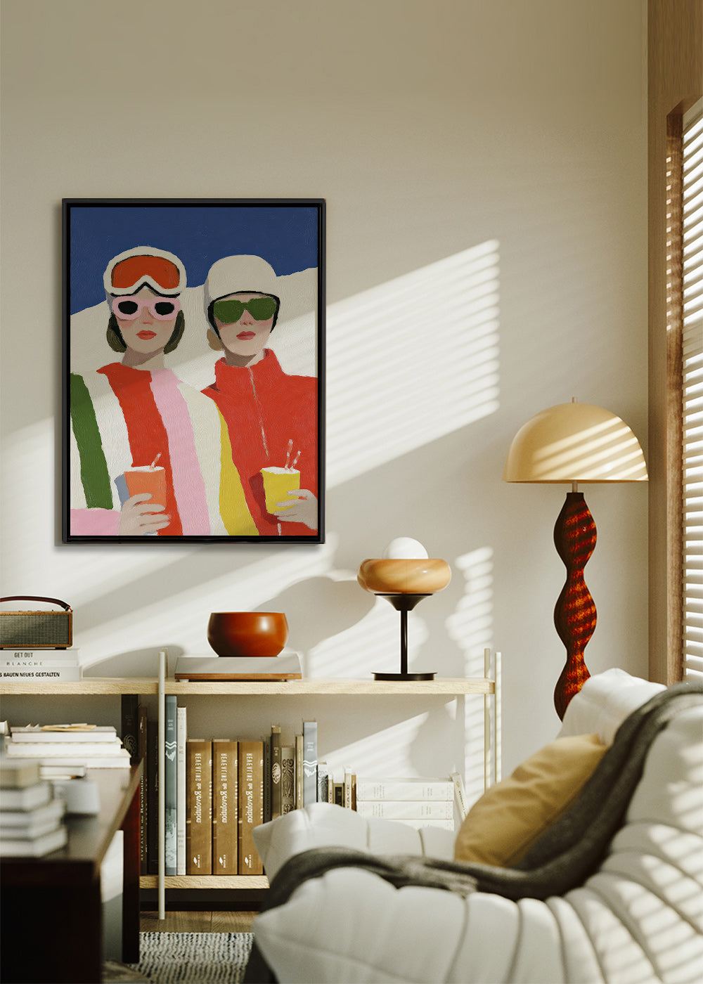 Illustrazione après-ski con due figure