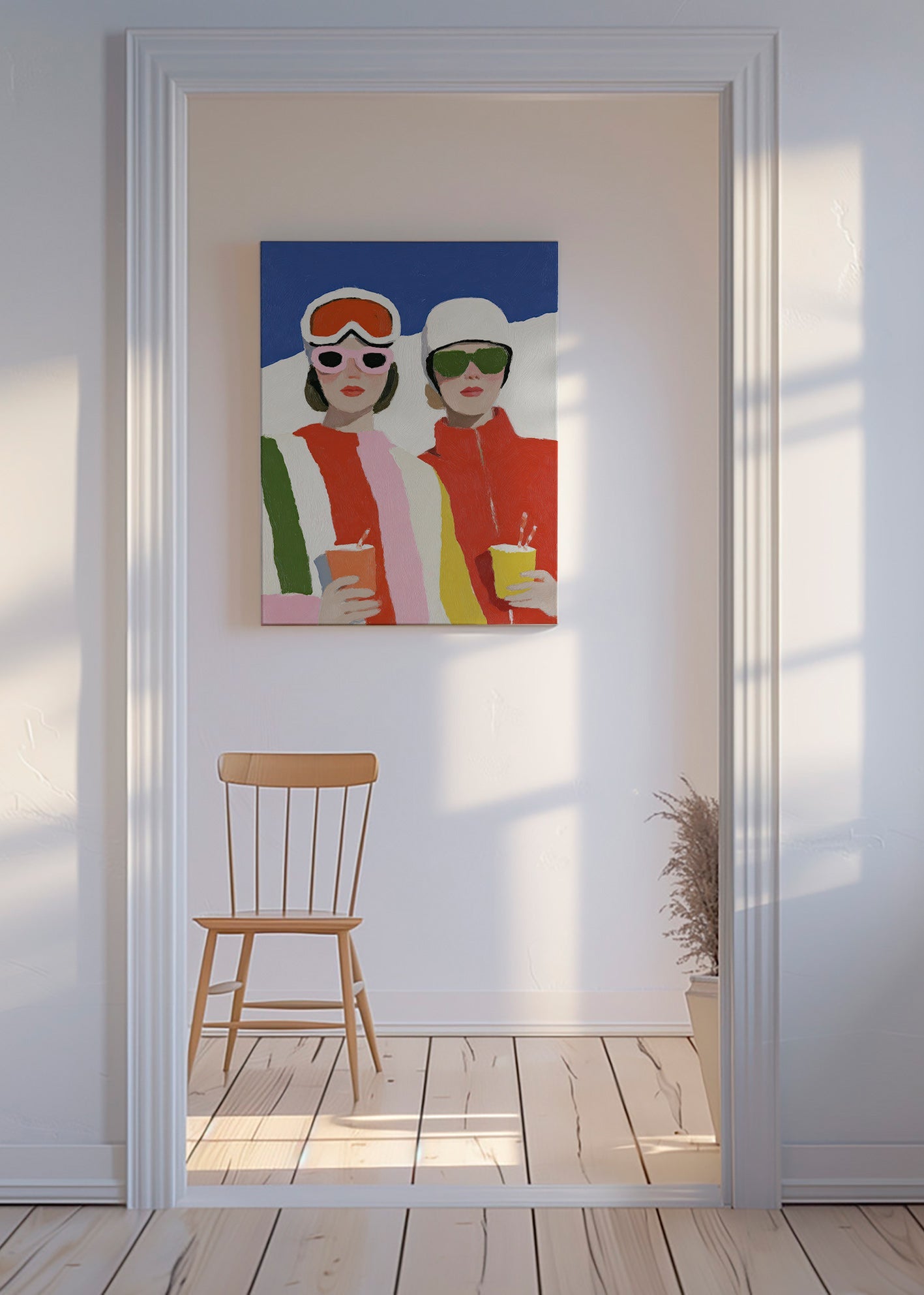 Illustrazione après-ski con due figure
