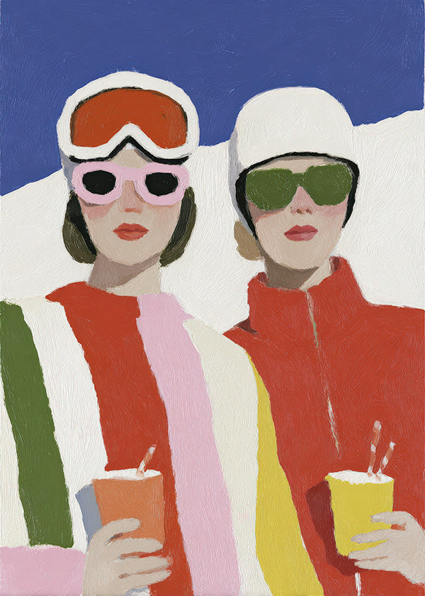 Illustrazione après-ski con due figure