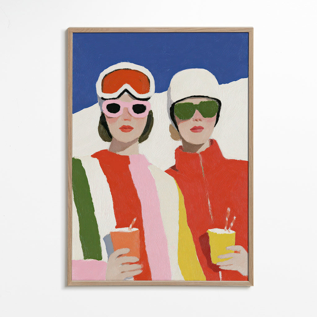 Illustrazione après-ski con due figure