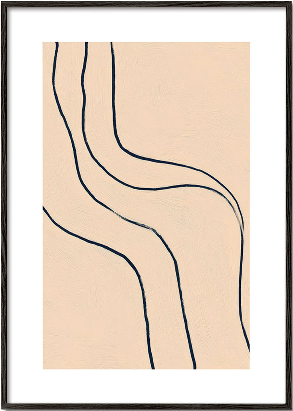 Quadro minimalista con linee fluide su fondo beige