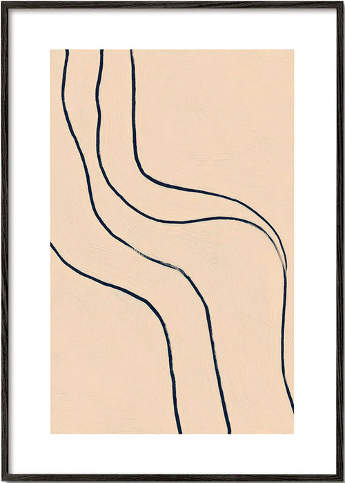 Quadro minimalista con linee fluide su fondo beige