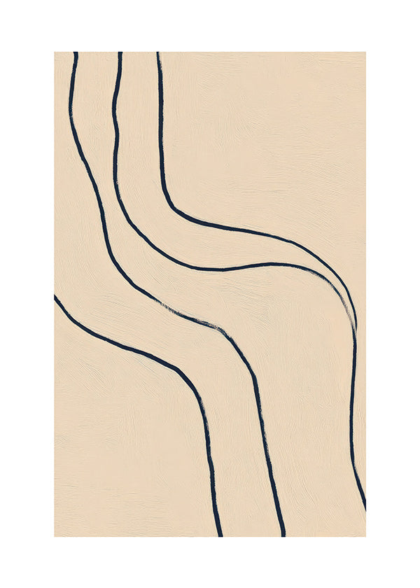 Quadro minimalista con linee fluide su fondo beige