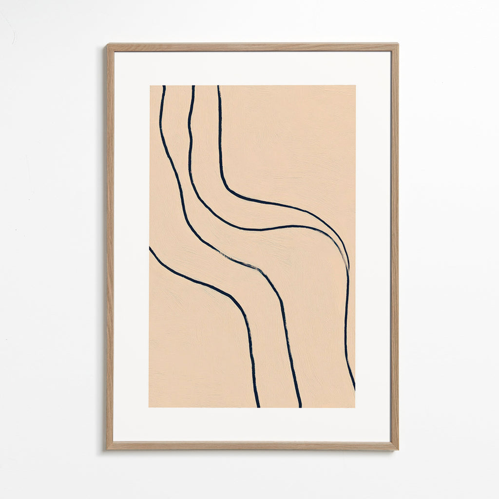 Quadro minimalista con linee fluide su fondo beige