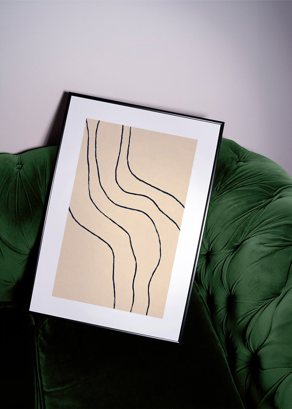 Quadro minimalista con linee organiche beige