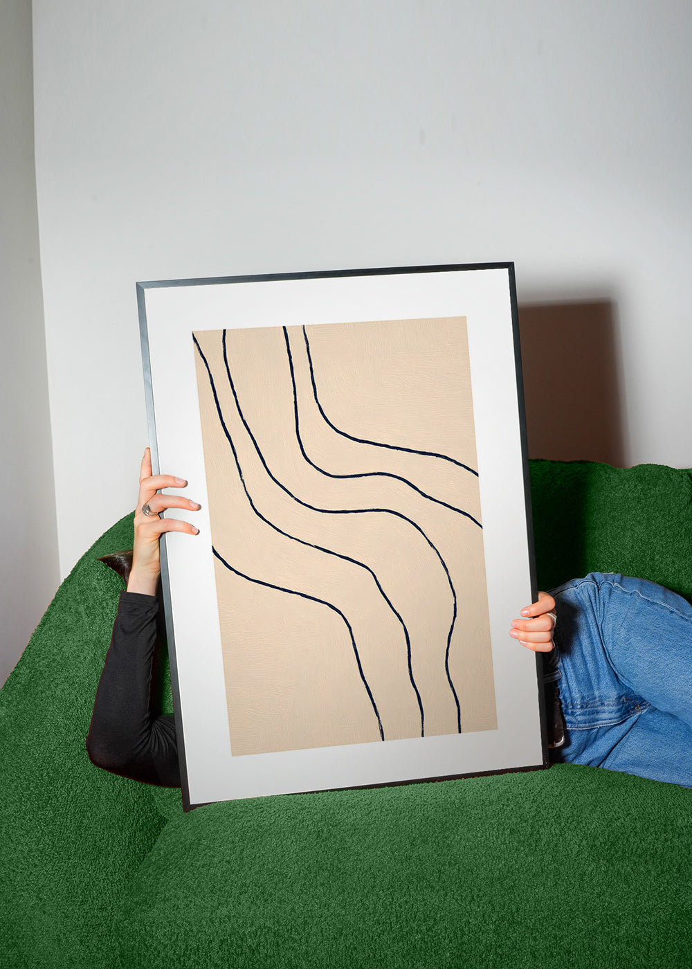 Quadro minimalista con linee organiche beige