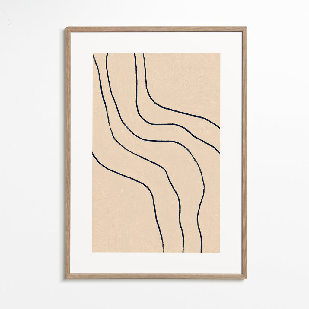 Quadro minimalista con linee organiche beige